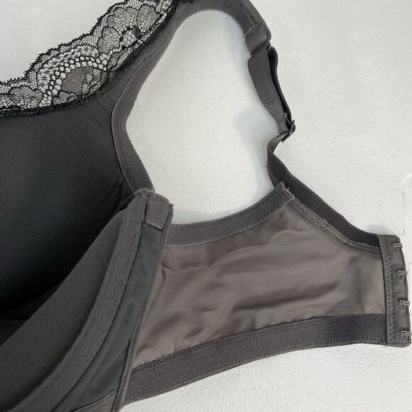 Cacique 42DD Smooth Lightly Lined Full Coverage Bra With Lace Gray Pink Bow - Picture 11 of 16